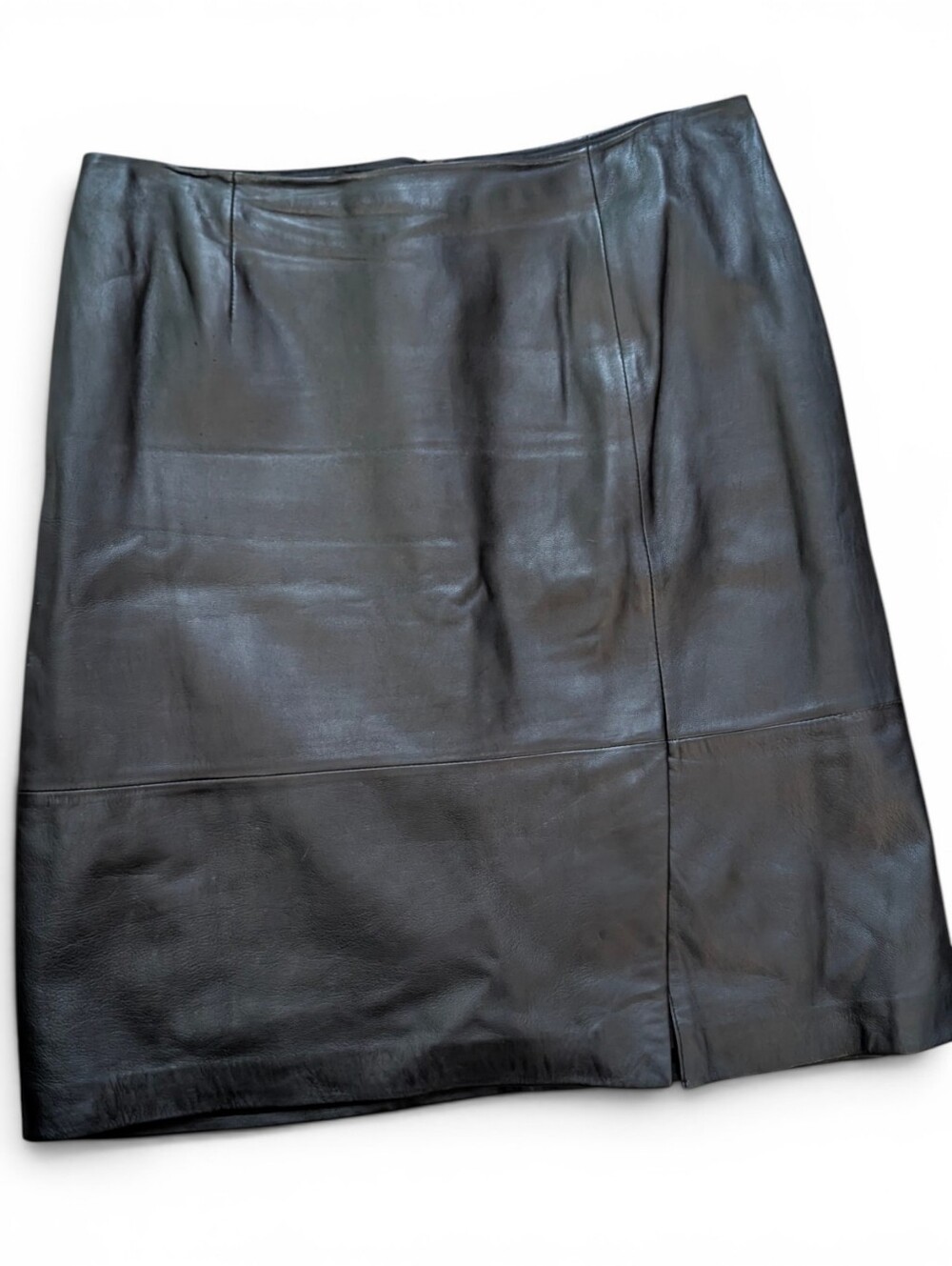 MixIt Vintage‎ Genuine Black Leather Pencil Mini Midi Skirt 12 Petite Minimalist